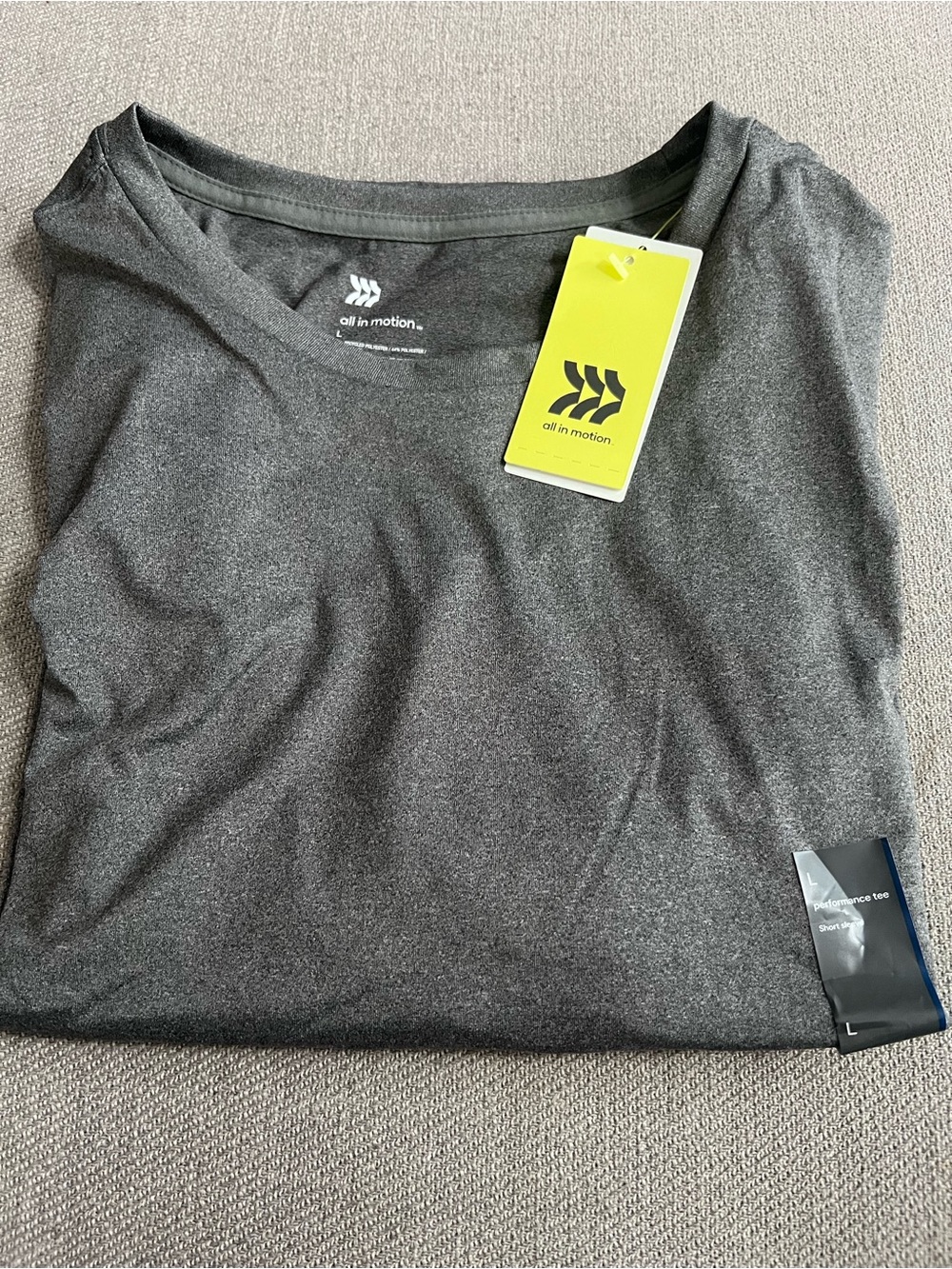 all in motion Men's Short-Sleeve Performance Tee - Charcoal Gray Medium